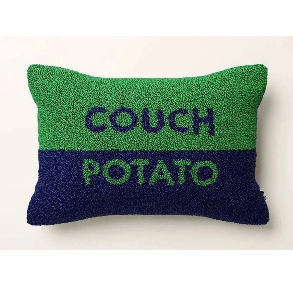 NWT Kate Spade x Target COUCH POTATO
Navy Blue Green Beaded Accent Lumbar Pillow